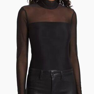 Commando Mesh Mock Turtleneck Bodysuit in Black